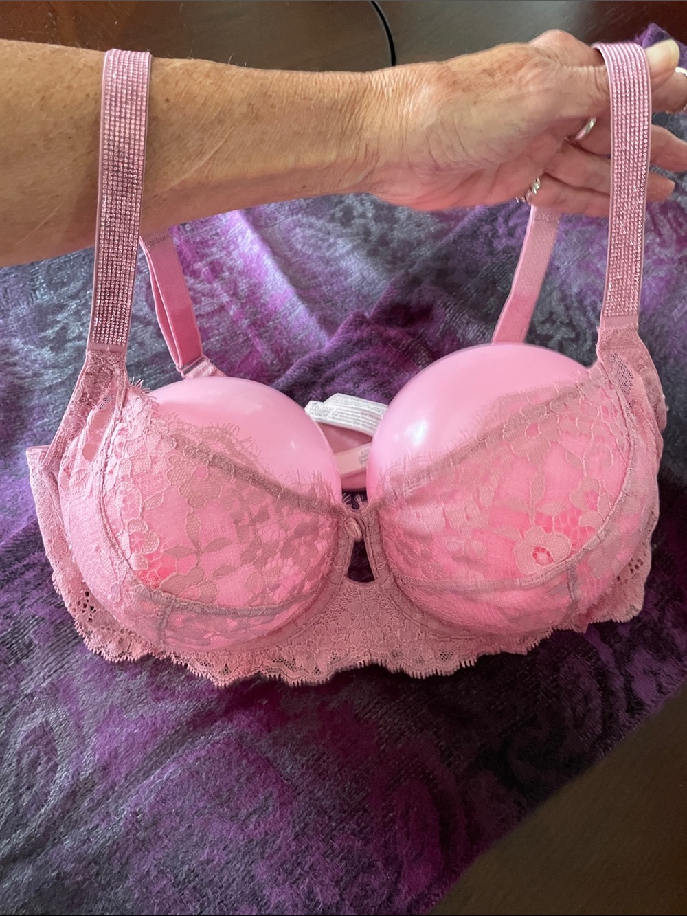 Victoria's Secret Pink Lace Push-Up Bra with Sparkle Straps